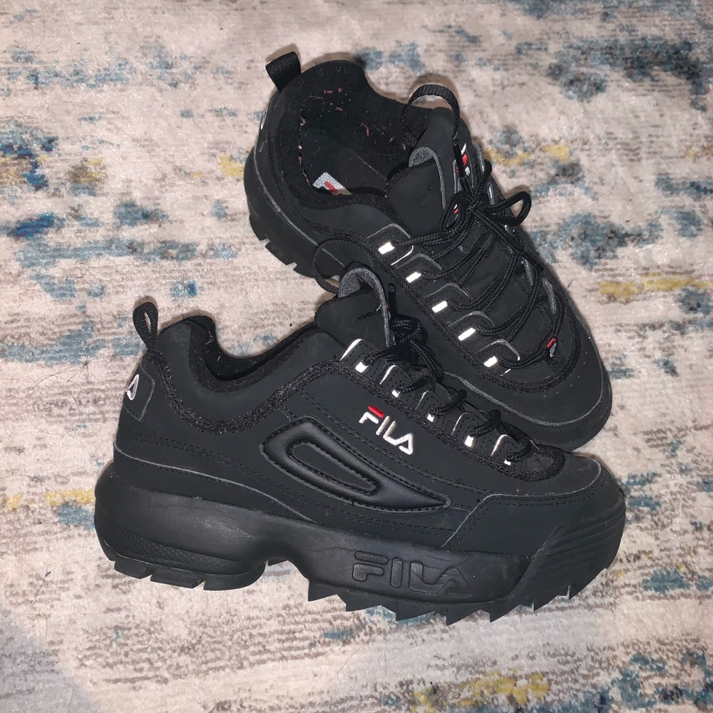Black Suede Fila Disruptors